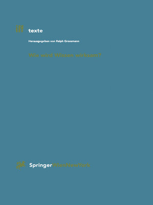 cover image of Wie wird Wissen wirksam?